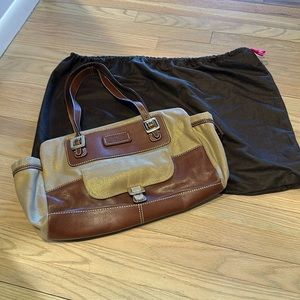 Kate spade ♠️ golden fabric with brown leather trim.